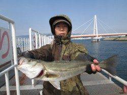 尼崎市立魚つり公園、午前の釣果　エビ撒きでハネ