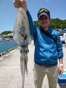 ケムリ島でエギング　アオリイカ1.3kgをキャッチ