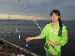 夏休み後の静かな桟橋でしたがサビキの魚は大賑わい！ 尼崎市立魚つり公園