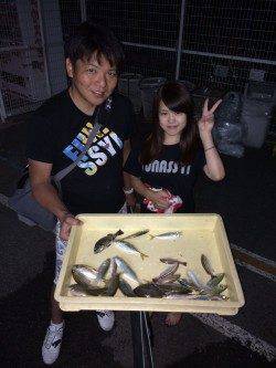 和歌山マリーナシティ釣り公園でサビキ釣り　アジ30匹