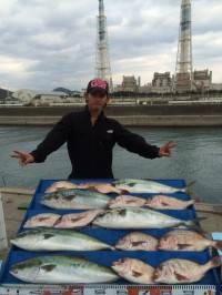 マリーナシティ海洋釣り堀　ブリサイズの良型青物釣れました！