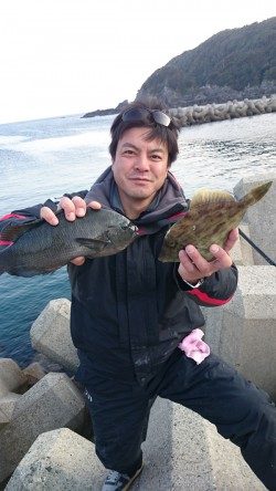 萩尾　カゴ釣りでグレ・カワハギ　ヤエンでアオリイカの釣果