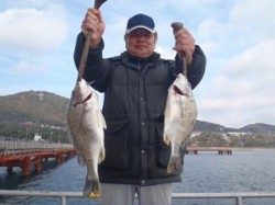 神戸市立須磨海づり公園 投げ釣りでキビレ41cm&31cm