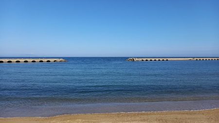 キスの引き釣り@海水浴場